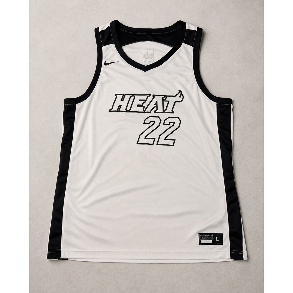 Nike Team Dri-FIT Heat #22 Basketball Jersey L White Black Sleeveless